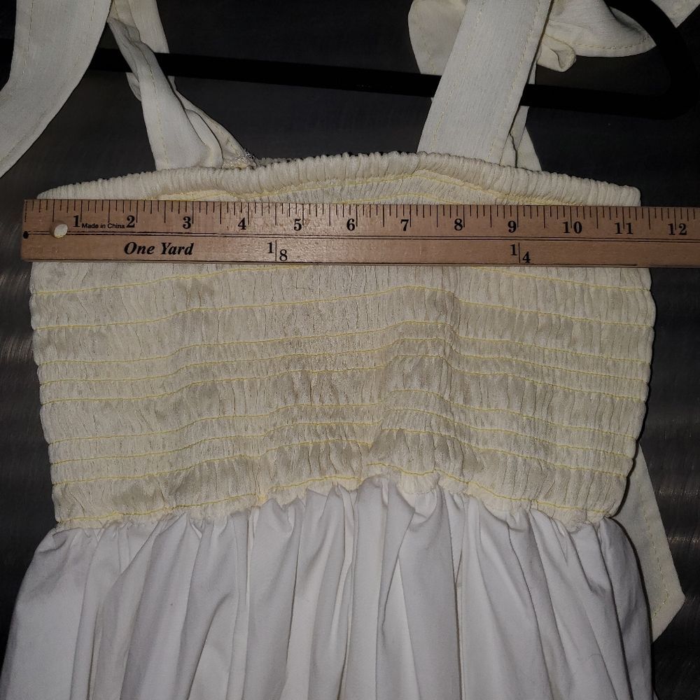 Anthropologie Kourt Drew Smocked Yellow Cream Midi Dress XS - Picture 5 of 10